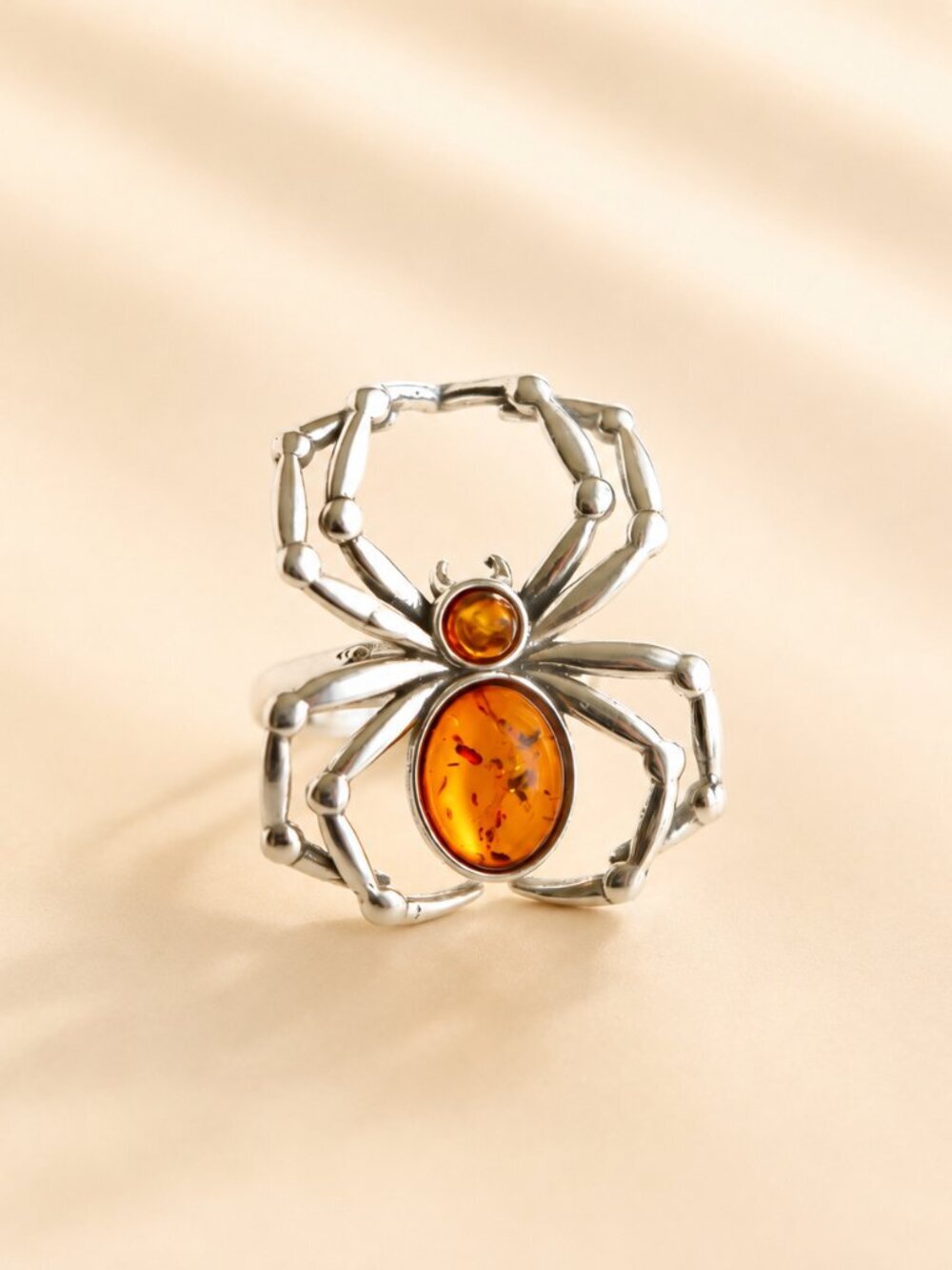 Baltic Amber Spider Ring in Sterling Silver - Picture 3 of 5